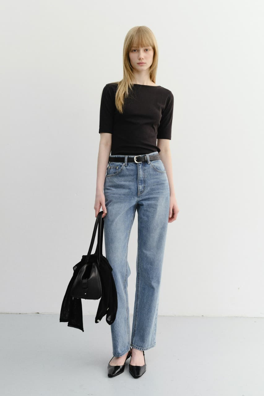 ESSENTIAL BOAT NECK T-SHIRT BLACK_UDTS6B227BK