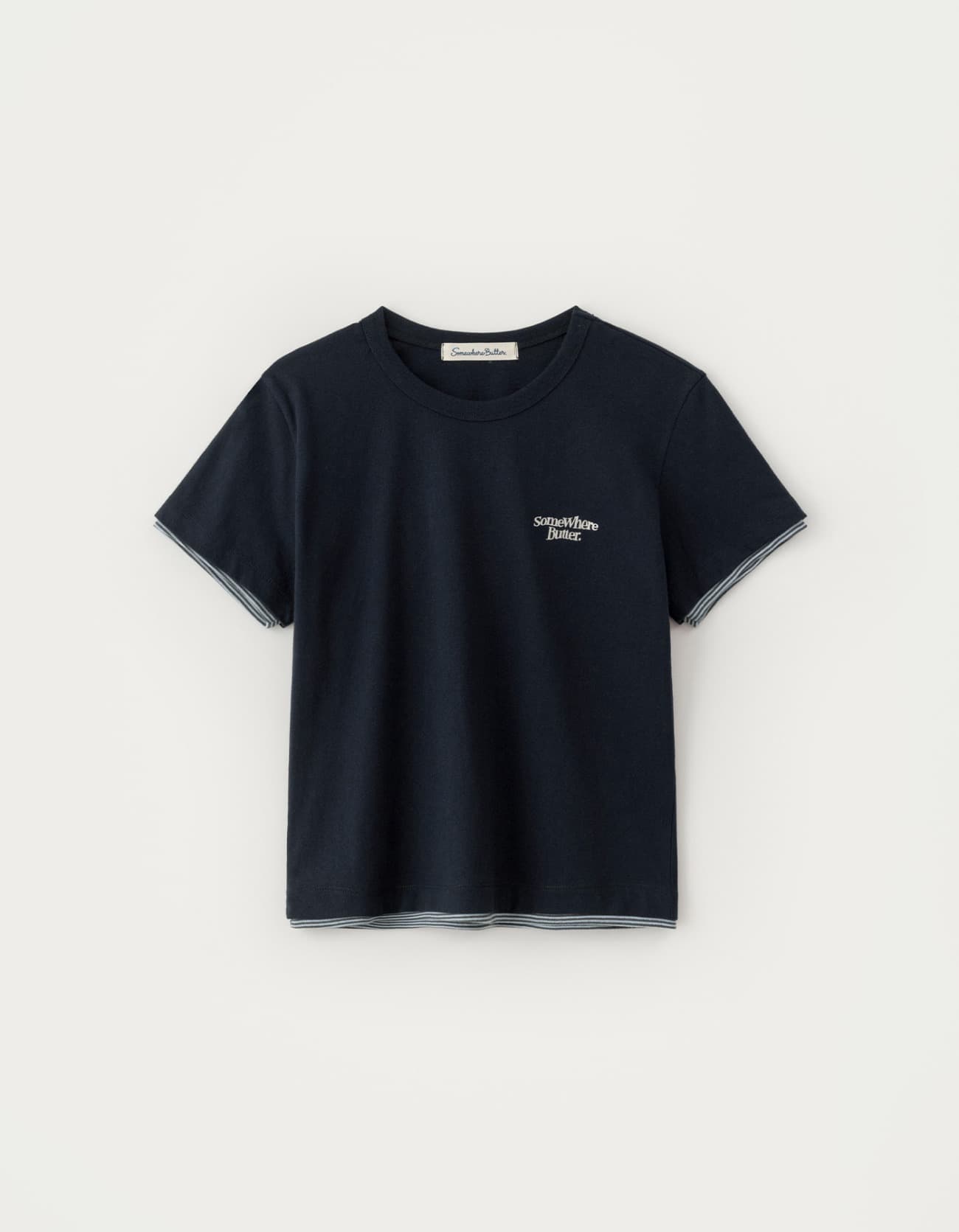 6.2 출고 Small Wave Logo Layered Top - Navy