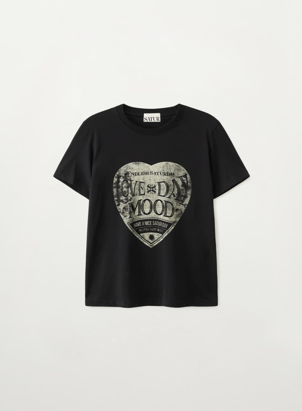 (W) Saturday Retro Mood Graphic T-Shirt - Vintage Black
