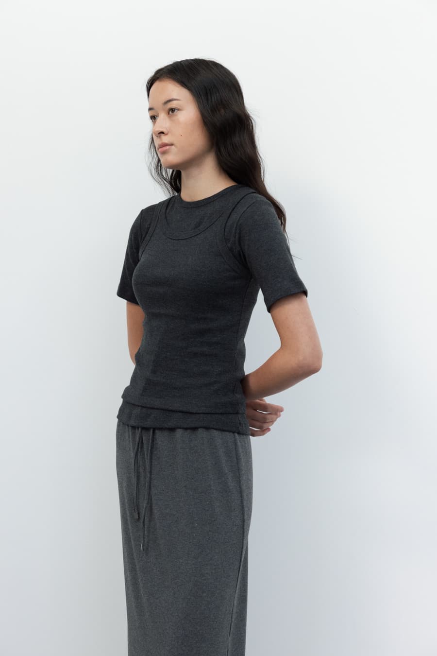 Crew Neck Tank Top (Charcoal)