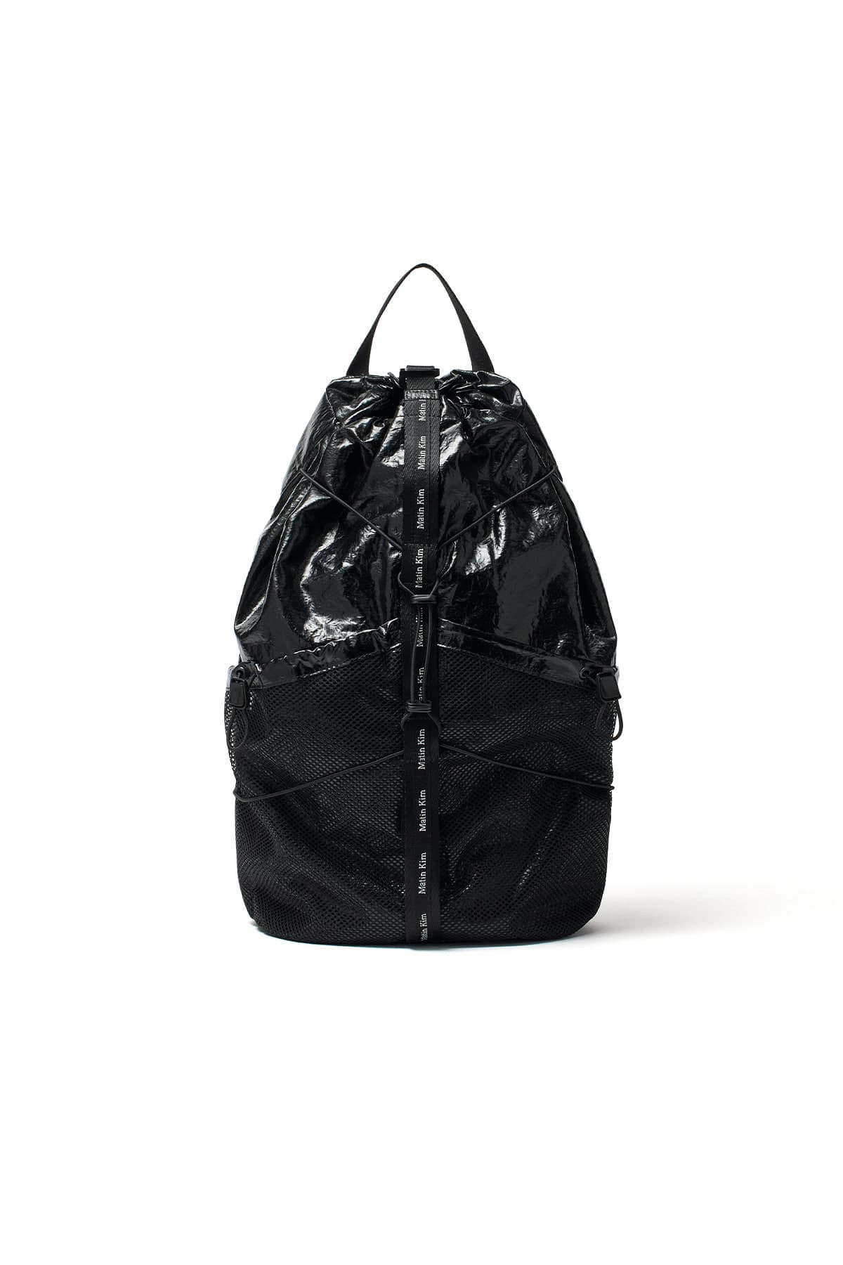 LOGO TAPING GLOSSY BACK PACK IN BLACK