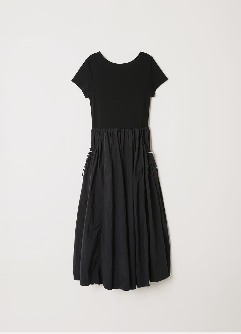 Pocket Shirring Anorak Dress - Black