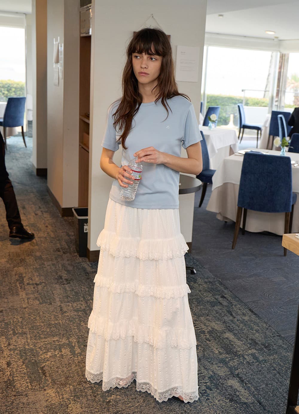 Eyelet Tiered Maxi Skirt - Off White