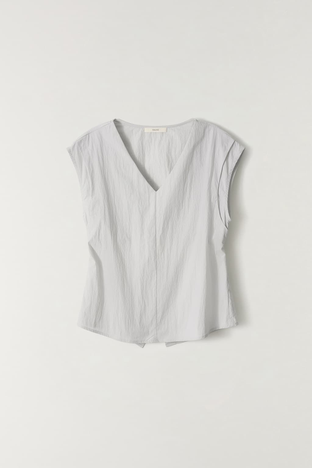백리스 브이넥 블라우스 MINT GRAY