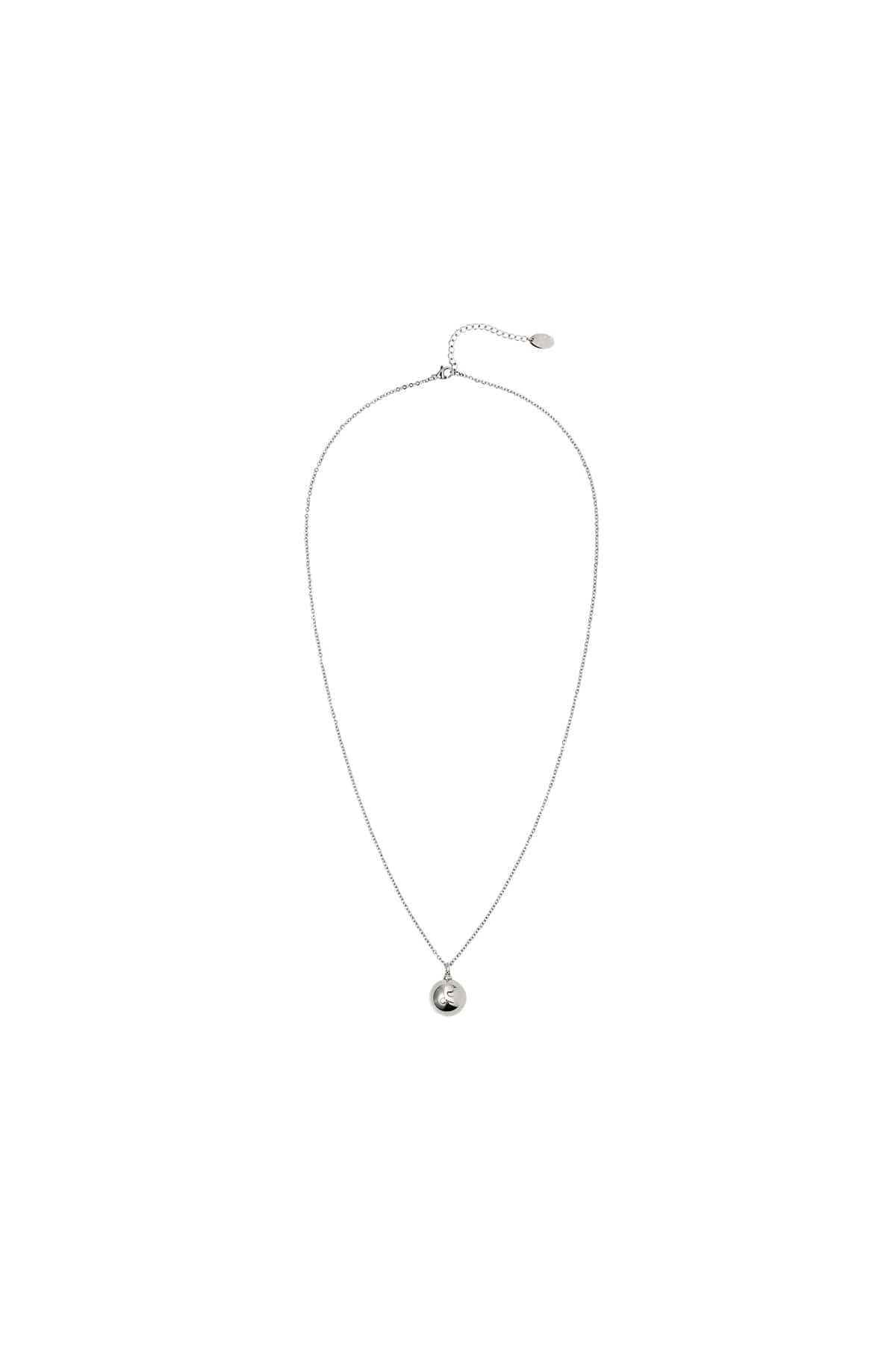 LOGO BALL PENDANT LONG NECKLACE - SILVER