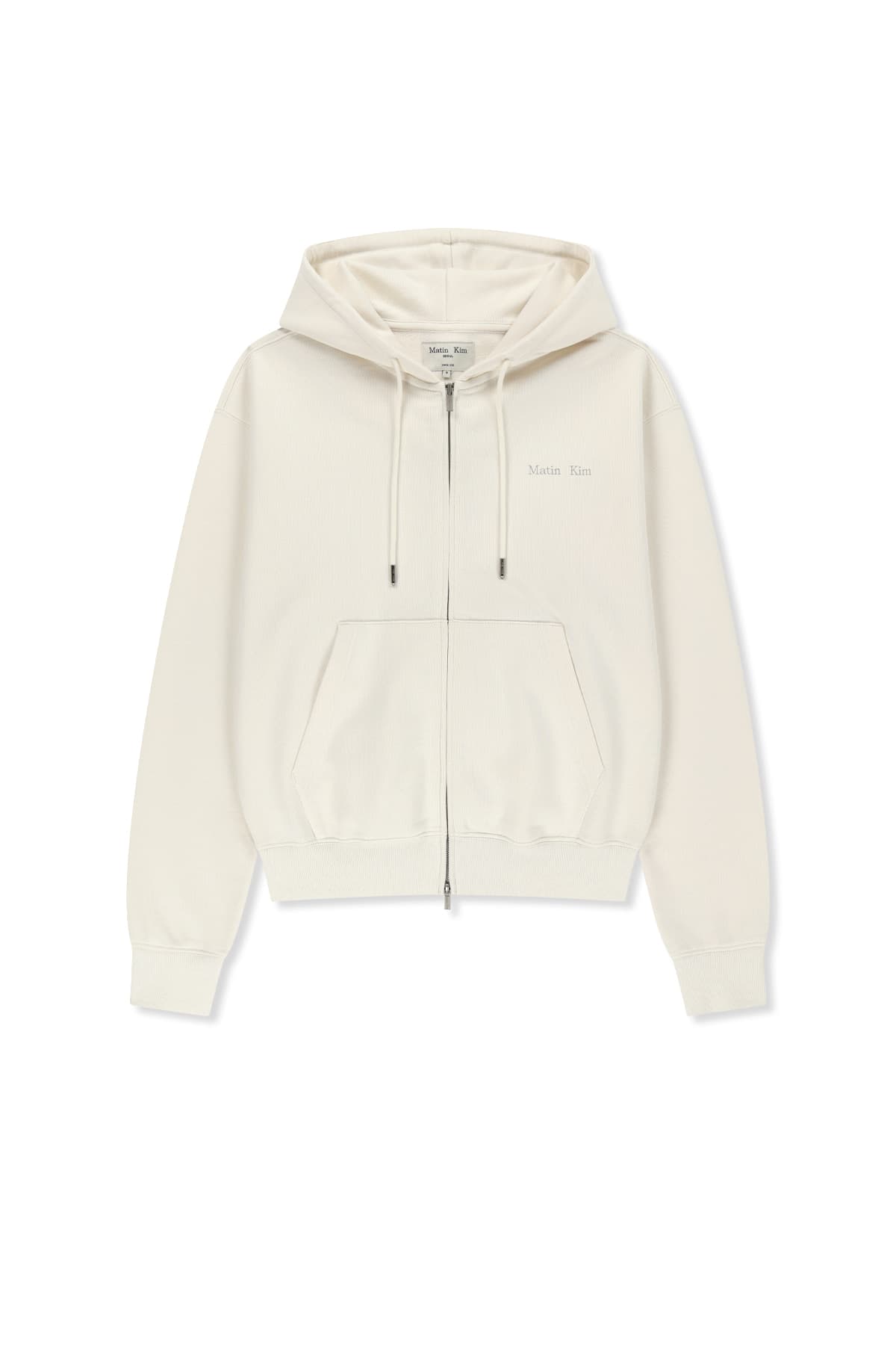 BACK LOGO ESSENTIAL HOODY ZIP UP IN IVORY
