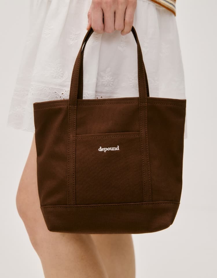 canvas mini tote bag - brown
