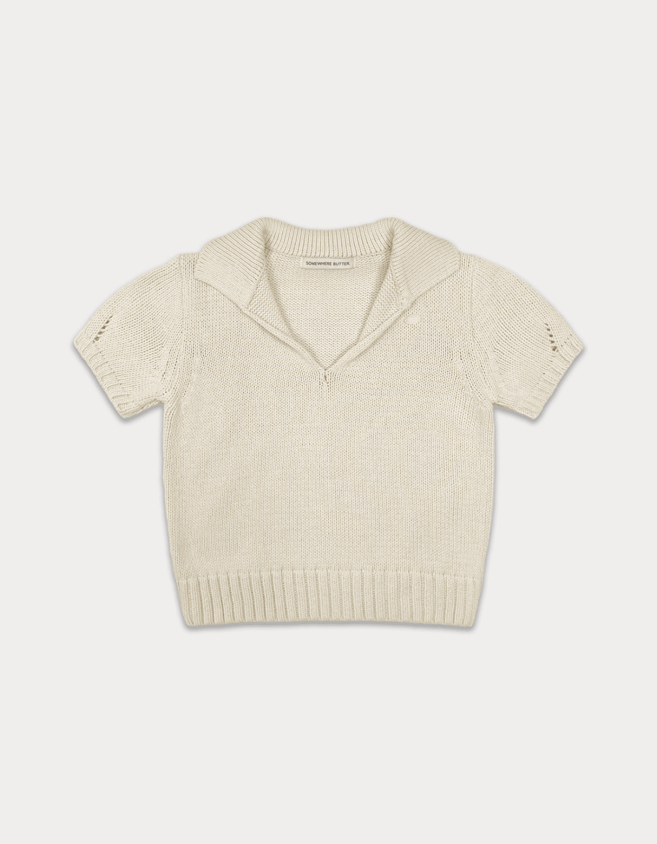 Cotton collar pendant knit - cream