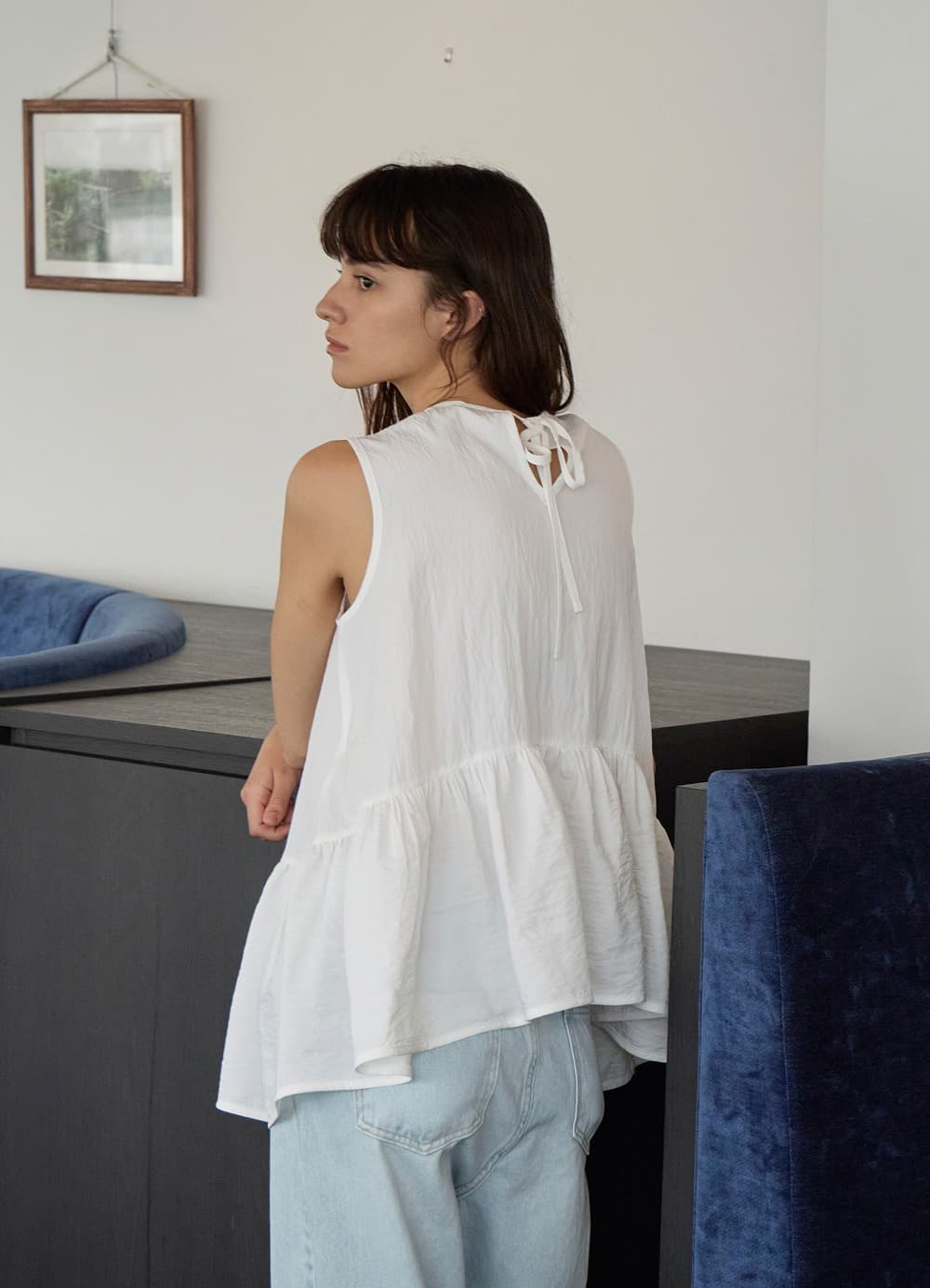 Fluid Flare Sleeveless Top - Off White
