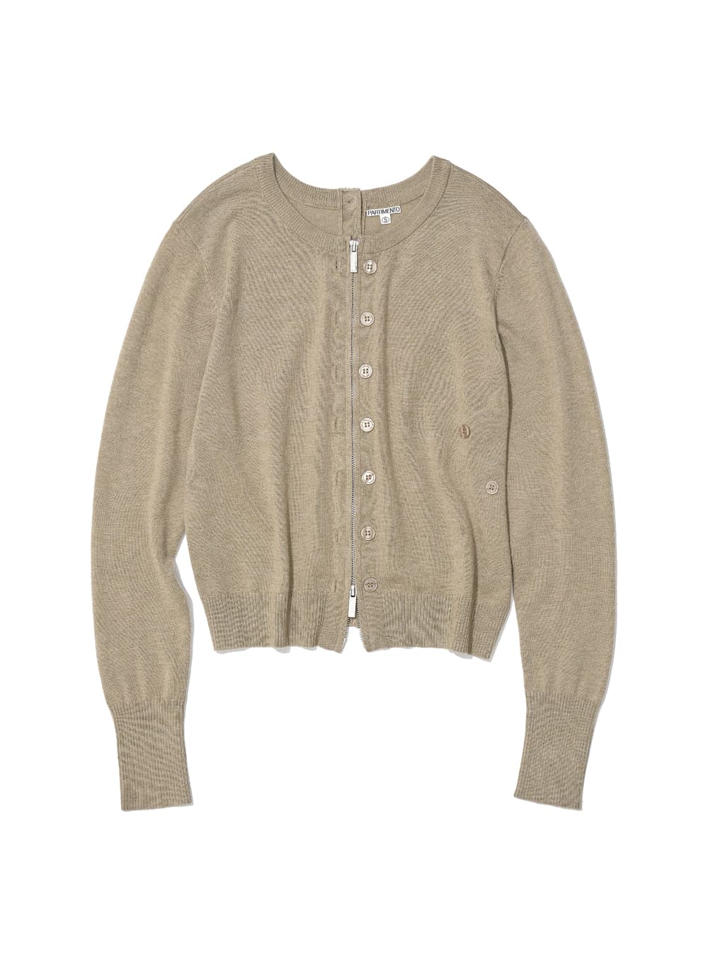 2WAY ASYMMETRIC KNIT CARDIGAN_BEIGE