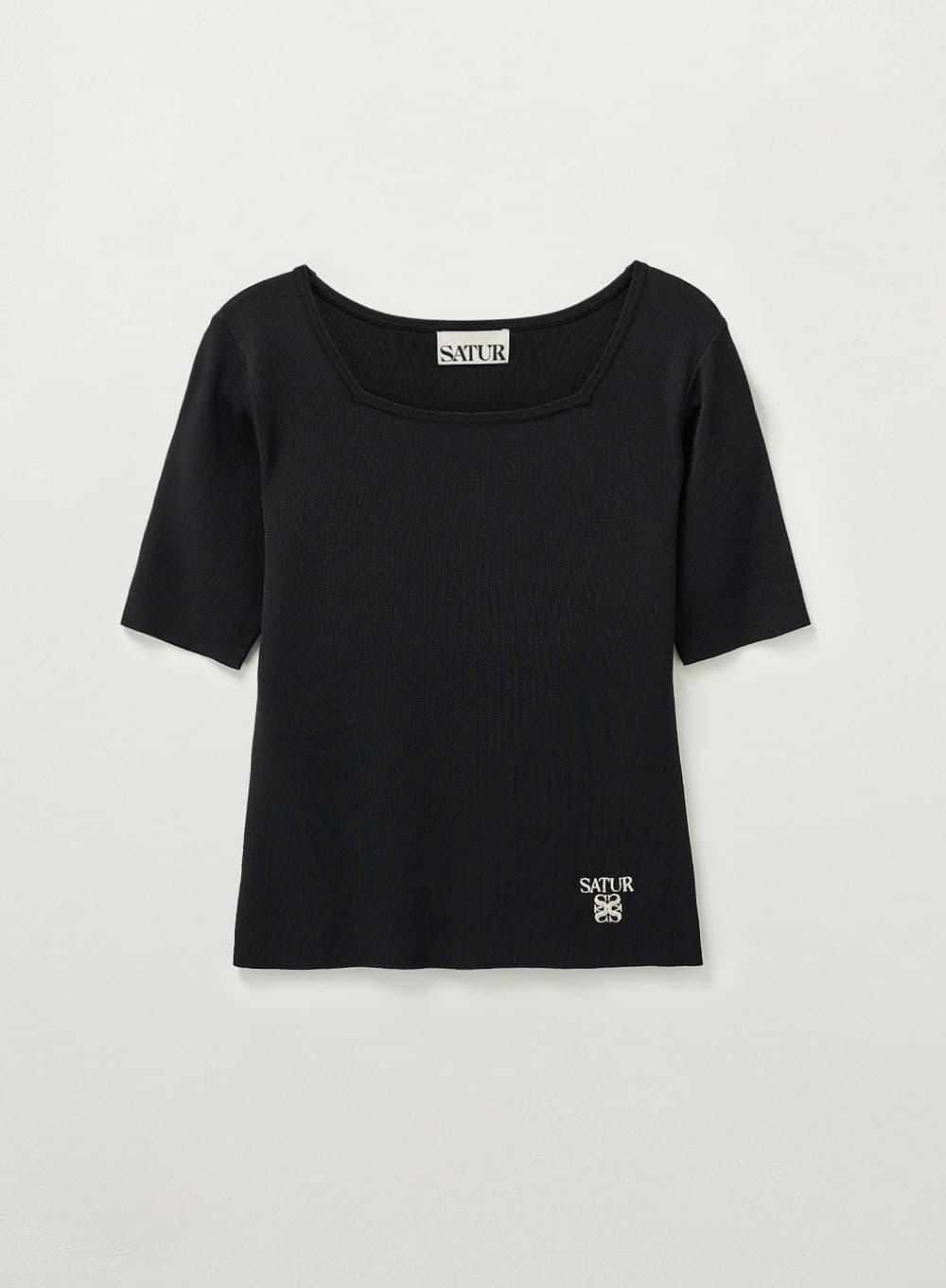 (W) Square Slim Fit Half Knit - Black