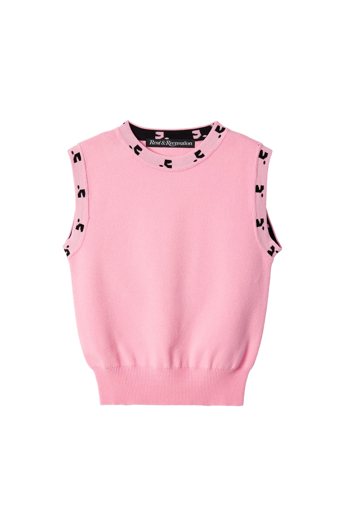 RR LOGO SLEEVELESS KNIT TOP - PINK