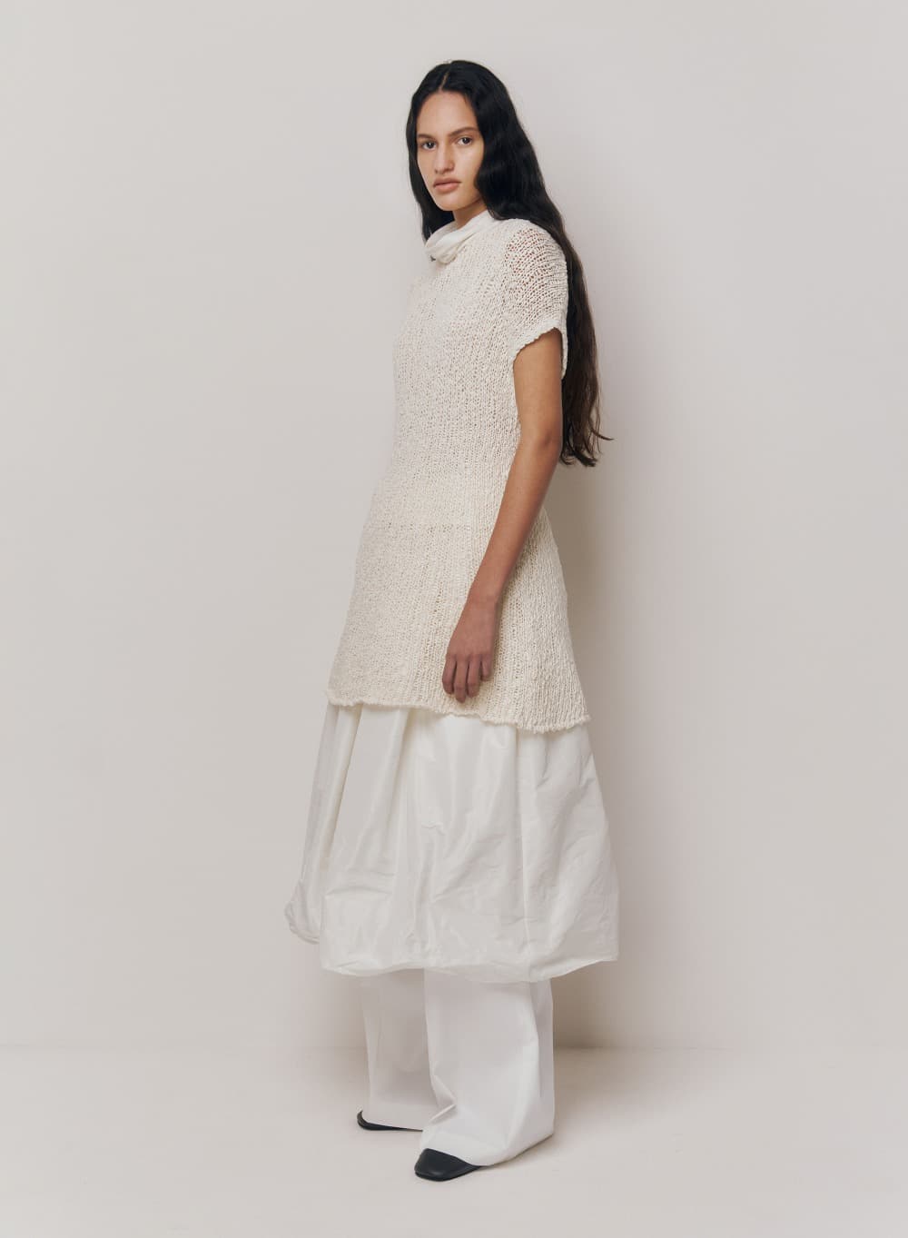 Crinkled Skirt Off-White