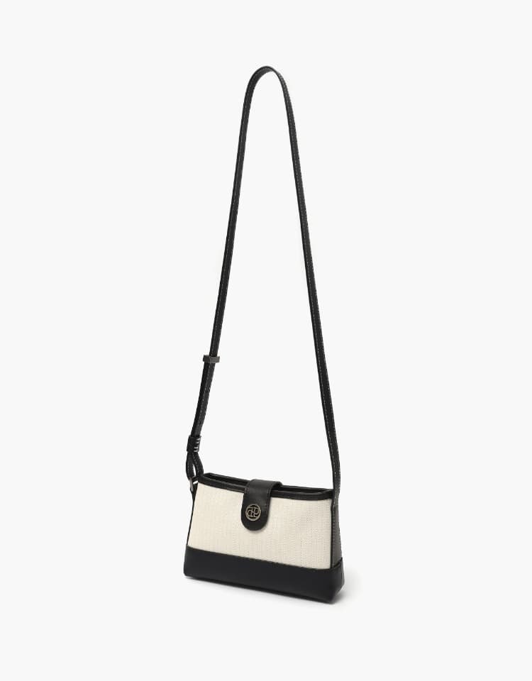 town bag (mini-cross) - herringbone ivory