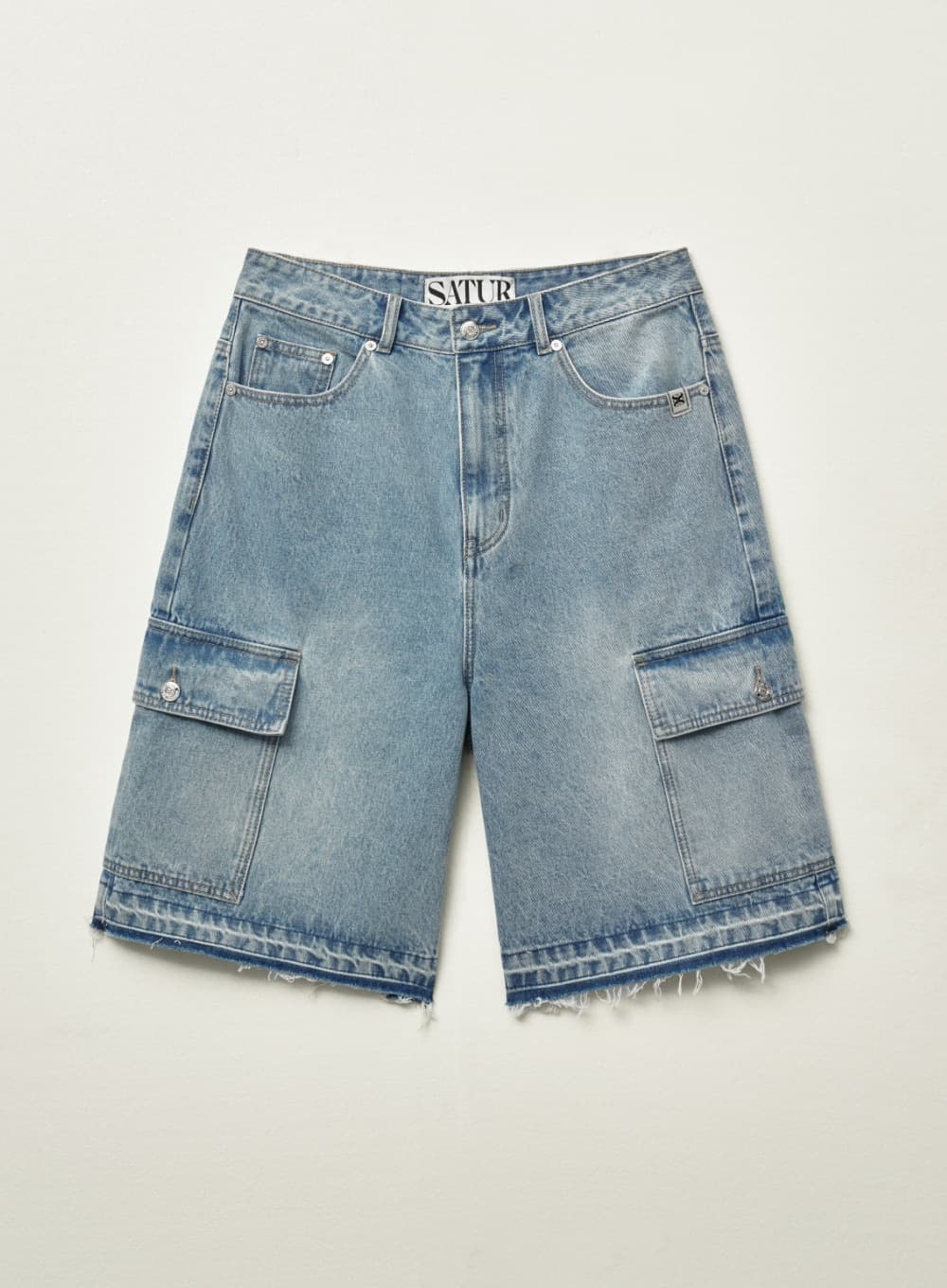 Cargo Bermuda Denim Shorts - Light Blue