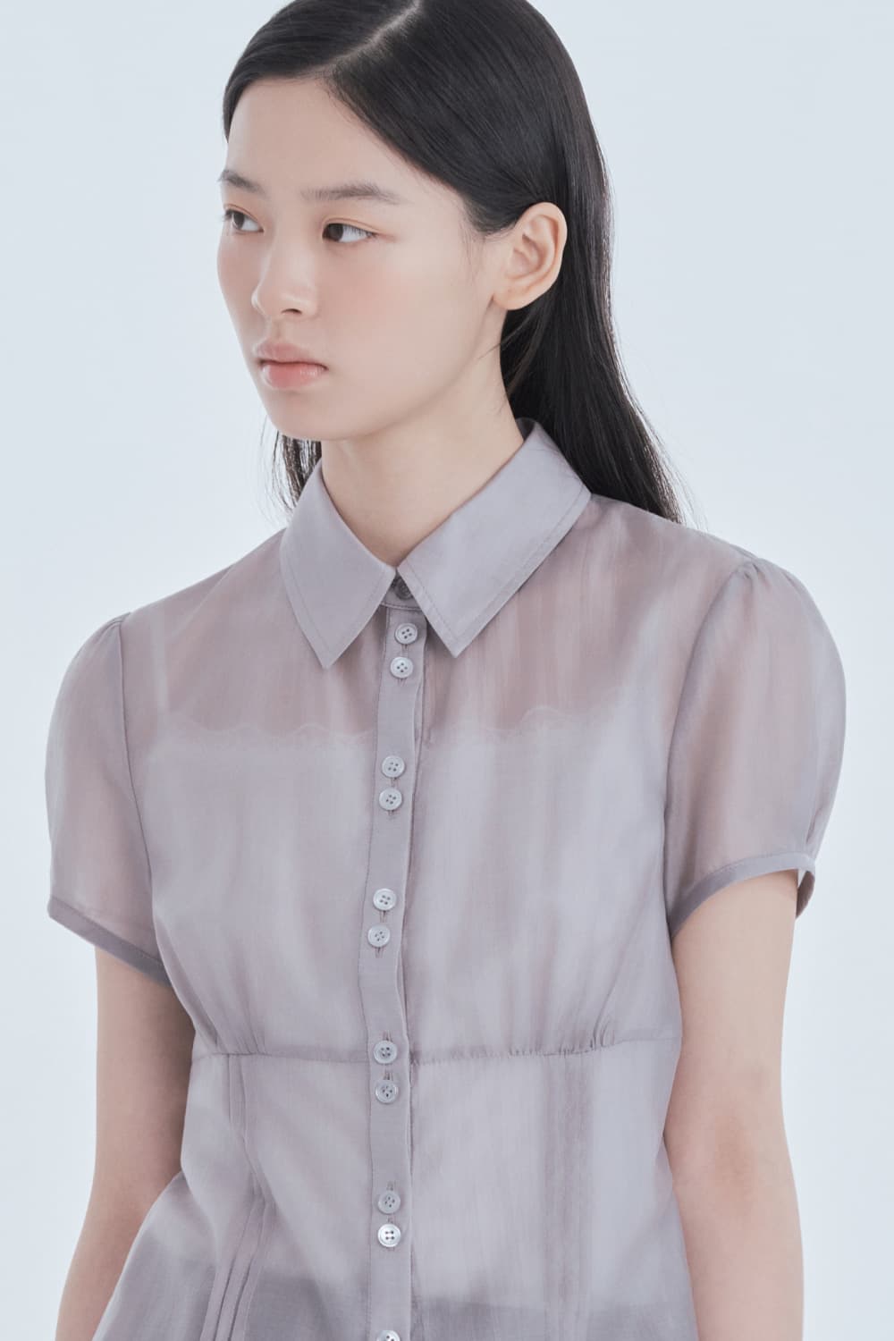 Sheer Classic Blouse - Grey