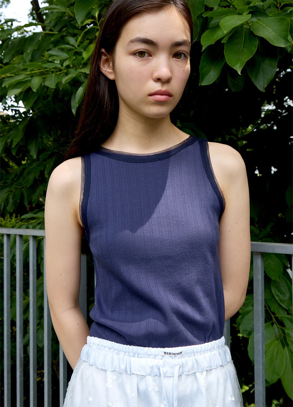 Daisy Eyelet Cotton Sleeveless - Navy