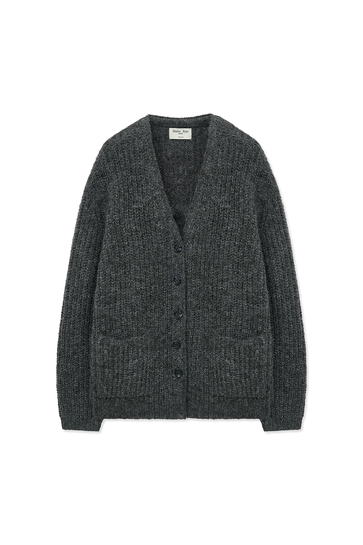 SIDE BUTTON POINT OVERFIT CARDIGAN IN CHARCOAL