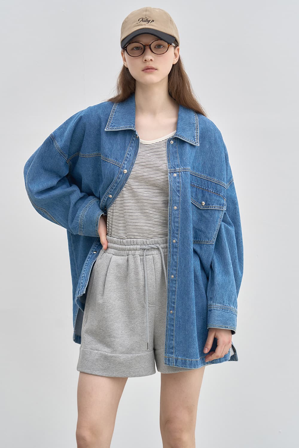 Denim long shirt jacket Blue [N6SDN03]