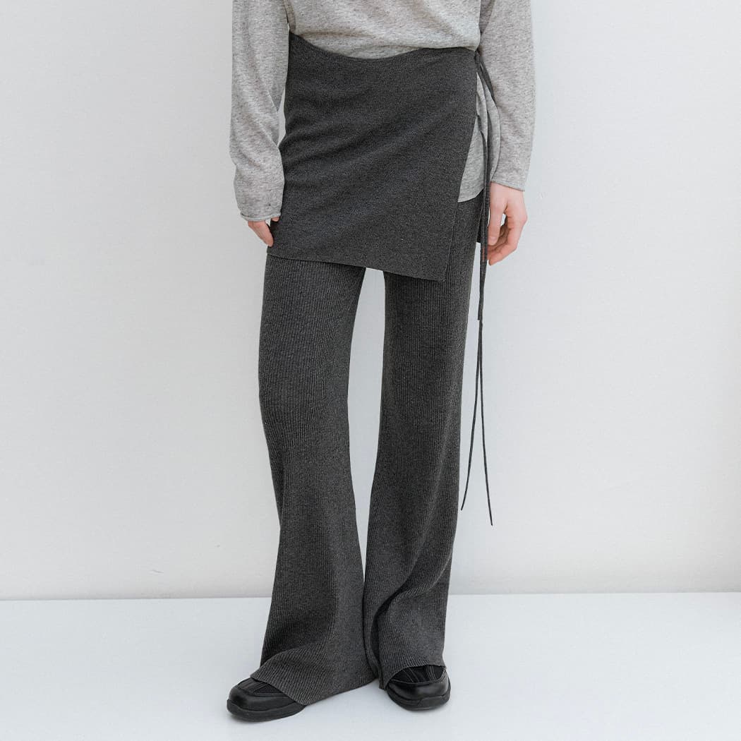 (PT-5740)AN LAYERD SKIRT SET SEMI BOOTS CUT KNIT PANTS S