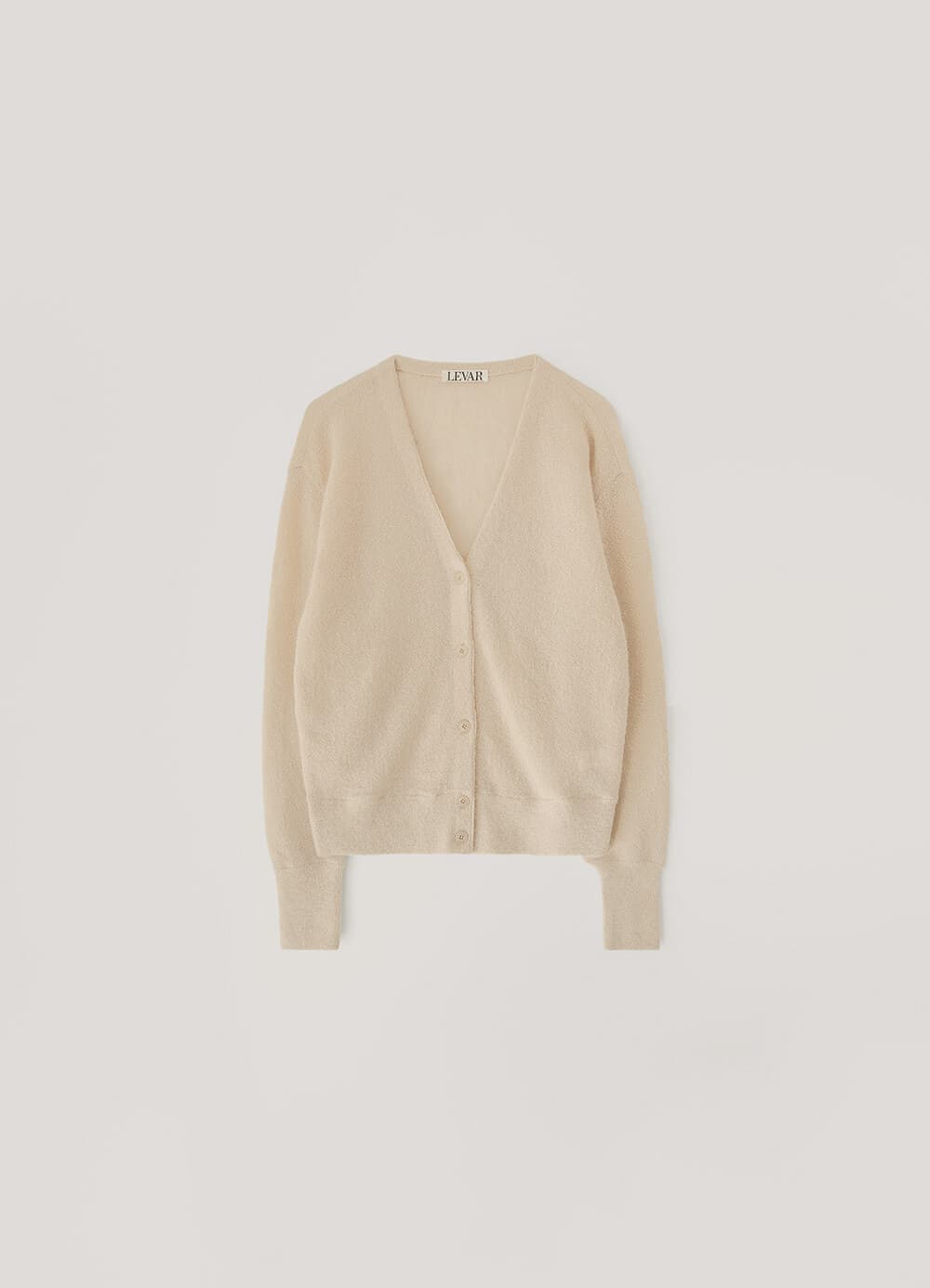 Plain Mohair V-Neck Cardigan - Biscuit Beige