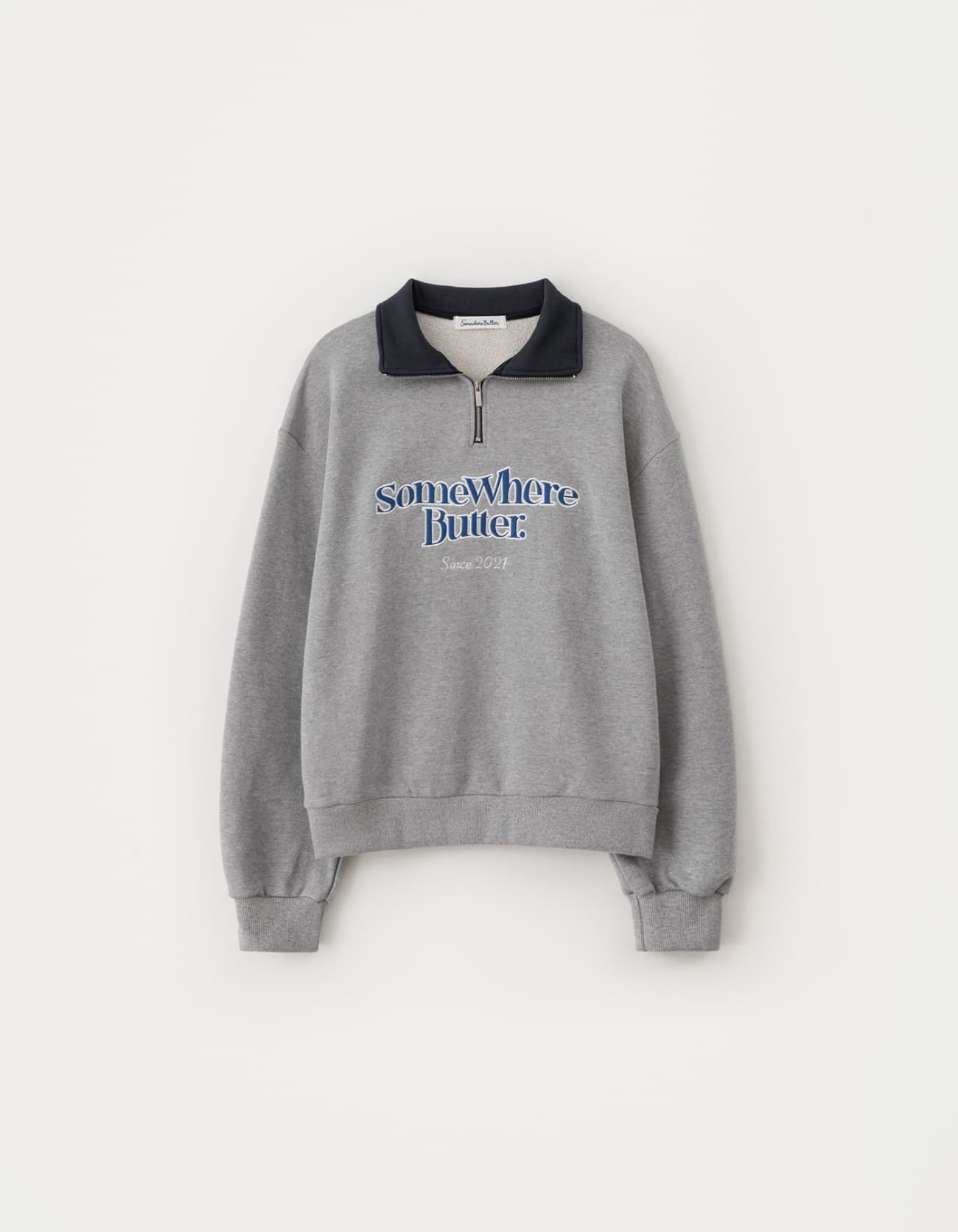 Wave Logo Half Zip-Up Sweatshirt - Grey
