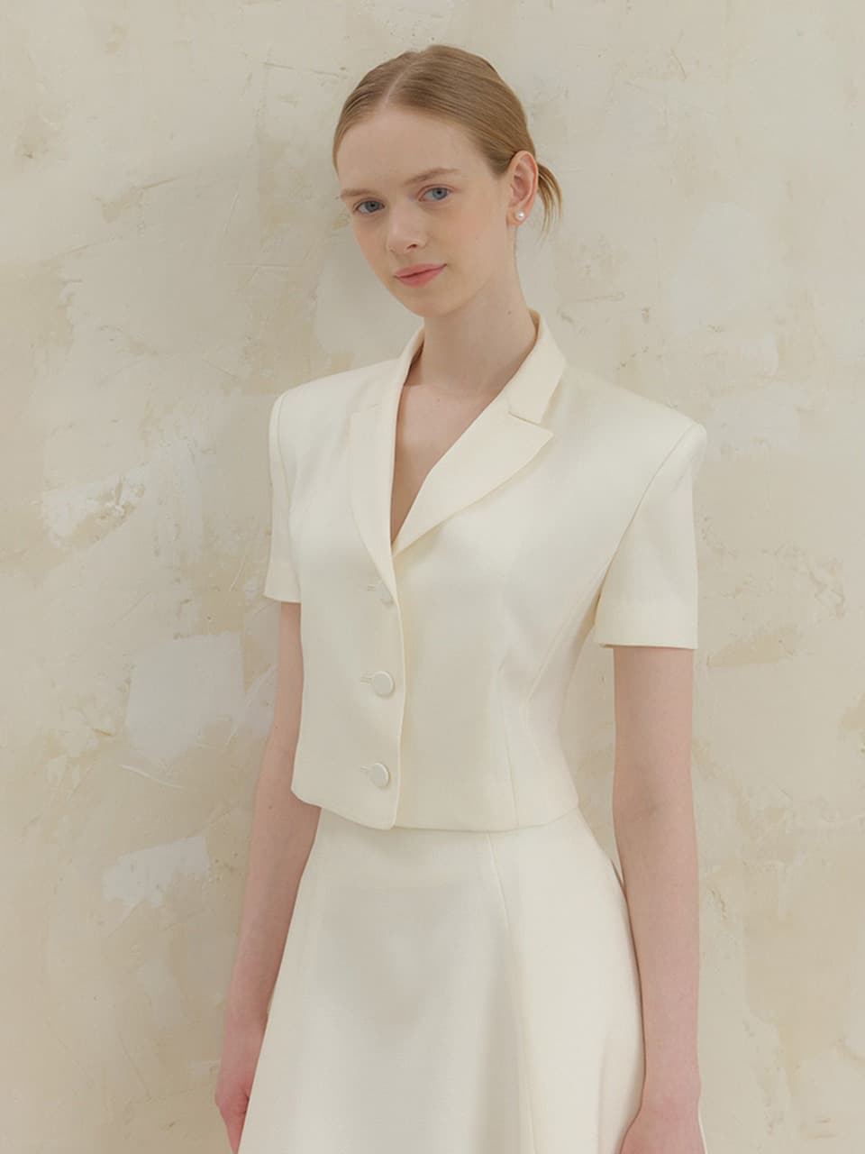 Signature Cropped Half-Sleeve Jacket / Ivory(2color)