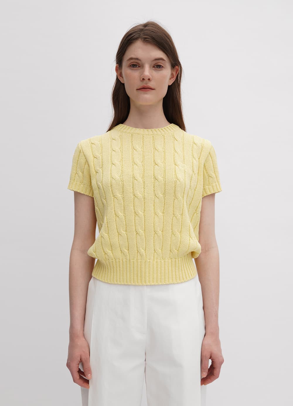 Cotton Round Cable Knit - Light Yellow