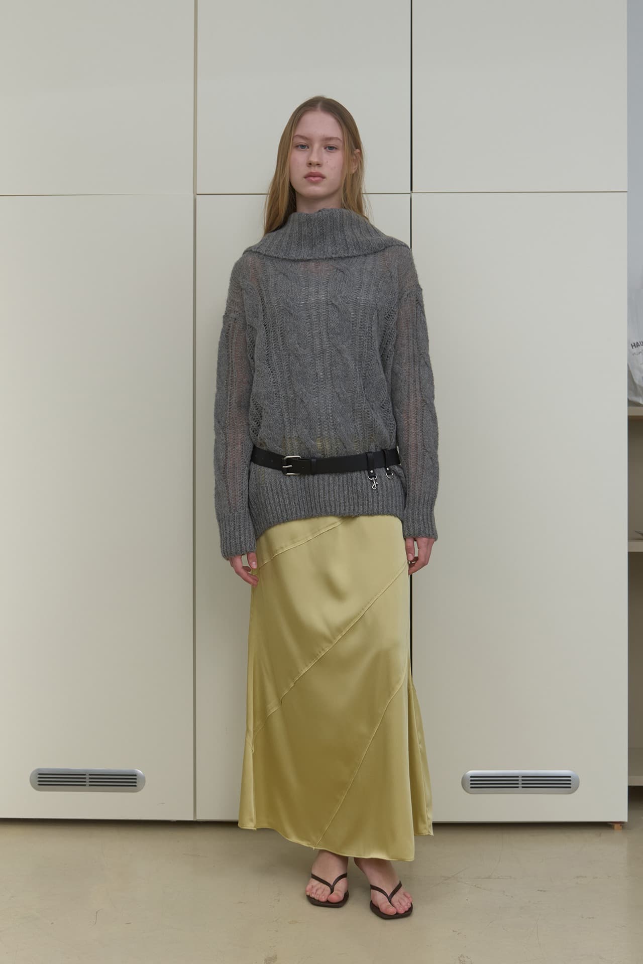 ASYM STRIPE SKIRT_GOLD