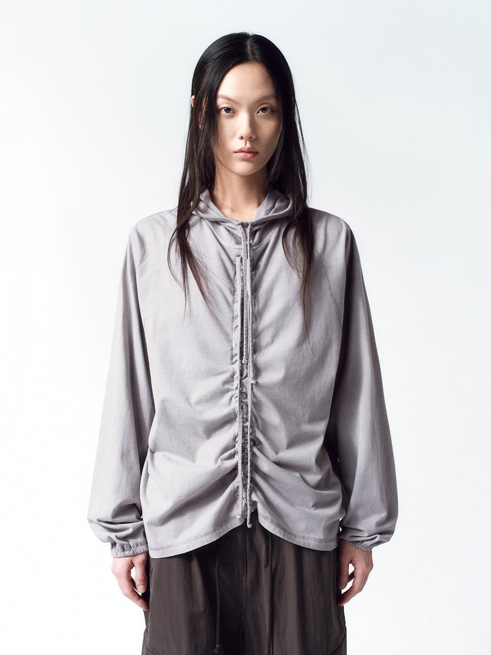 스트링 후디 롱슬리브 GREY