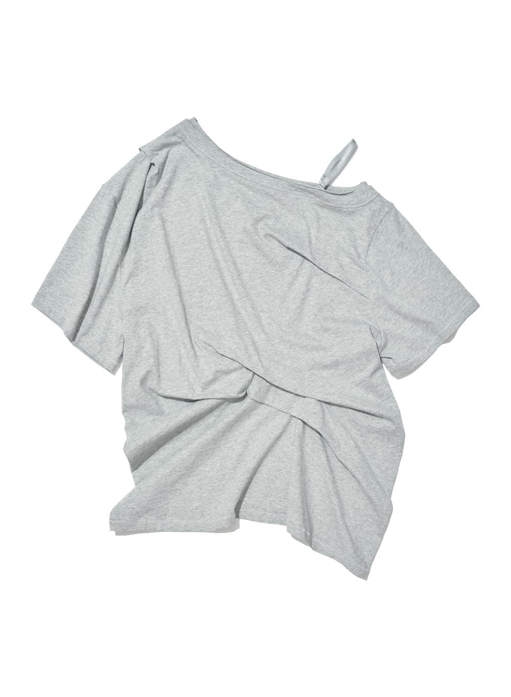 DRAPE PIN-TUCK UNBALANCED TOP_MELANGE