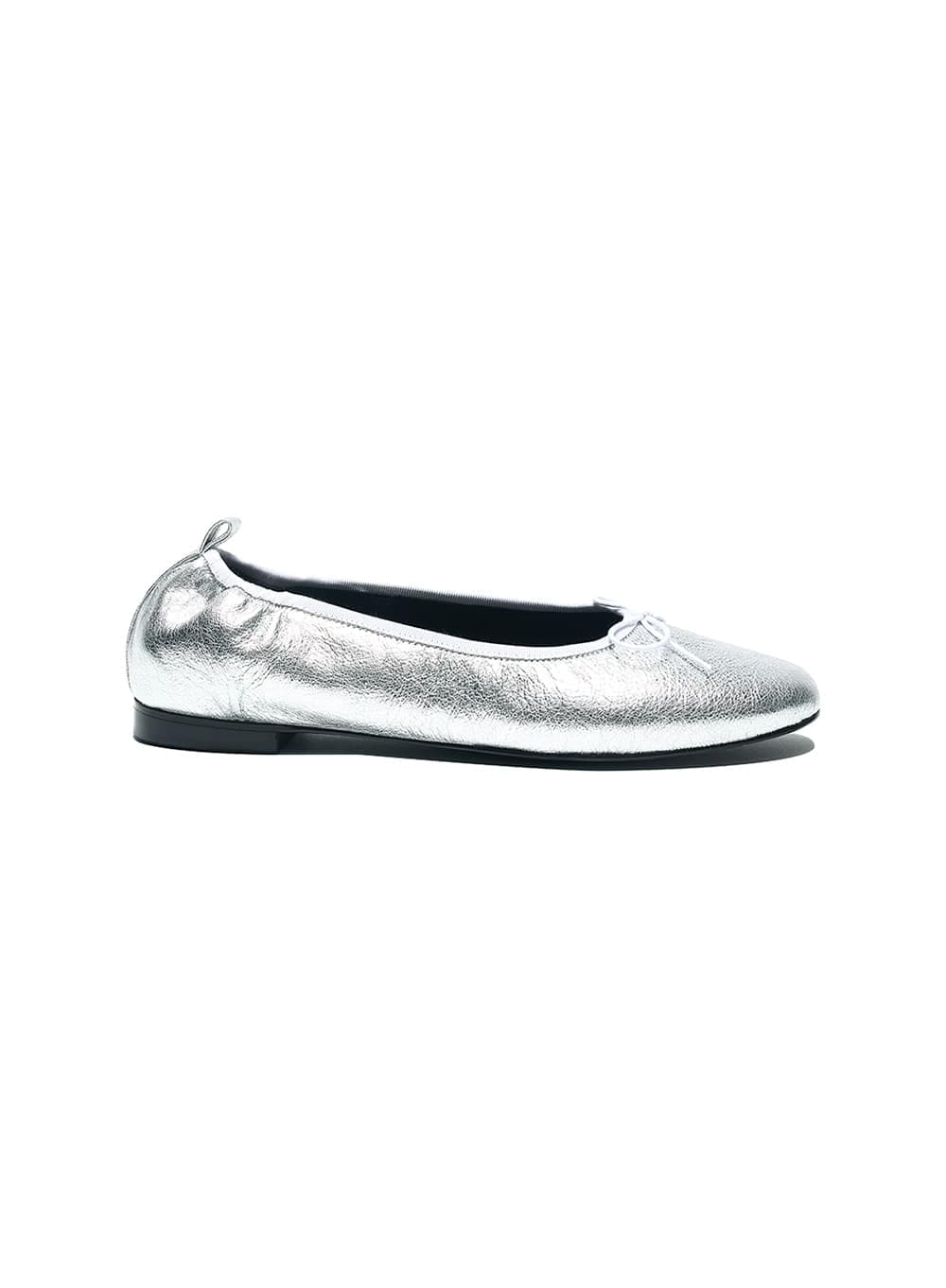 BOW TIE BALLERINA FLATS_SILVER