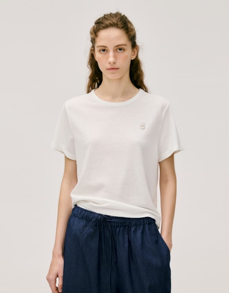 wappen linen t-shirt - ivory