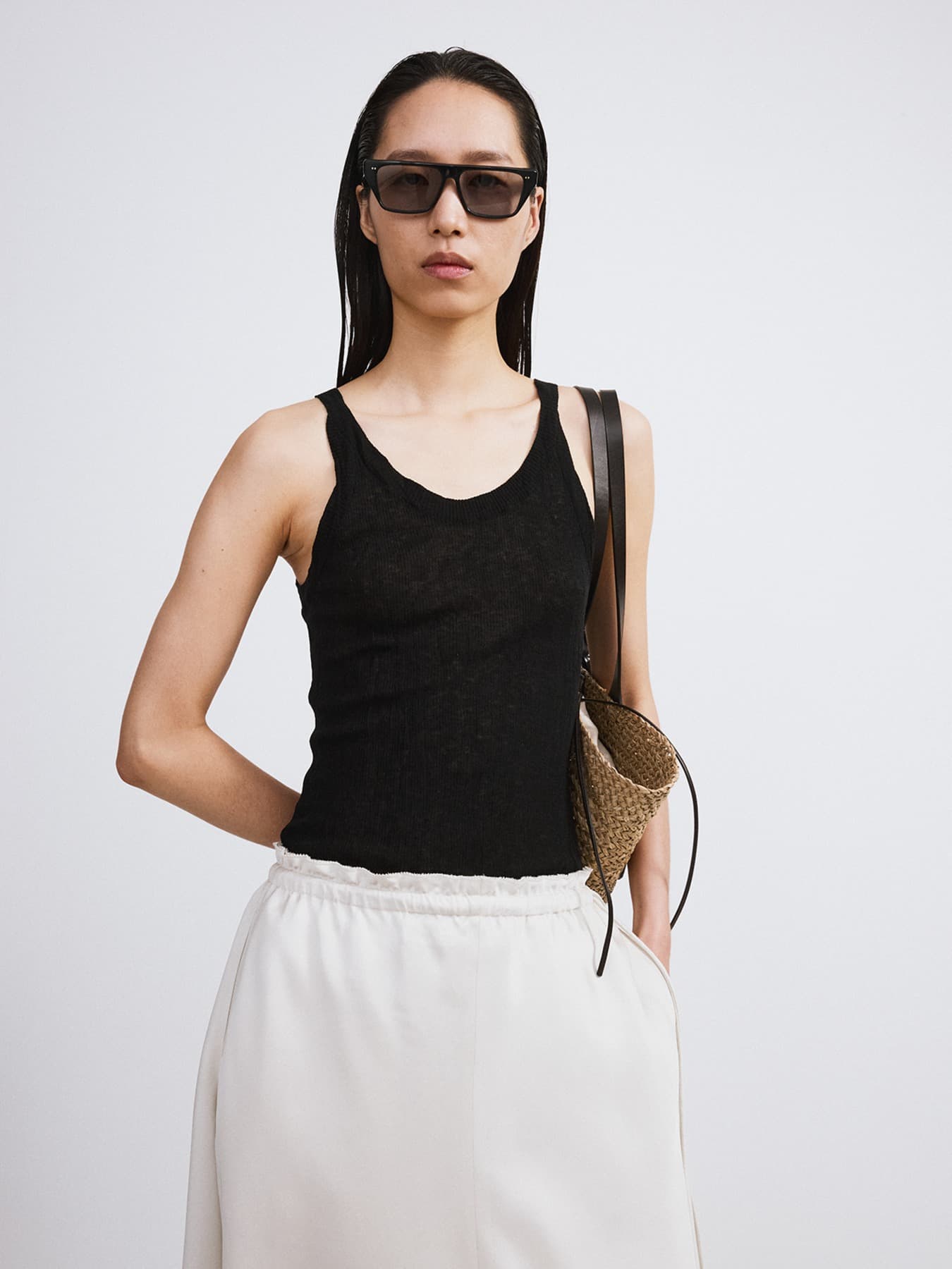 CREASE KNIT TANK TOP (BLACK)