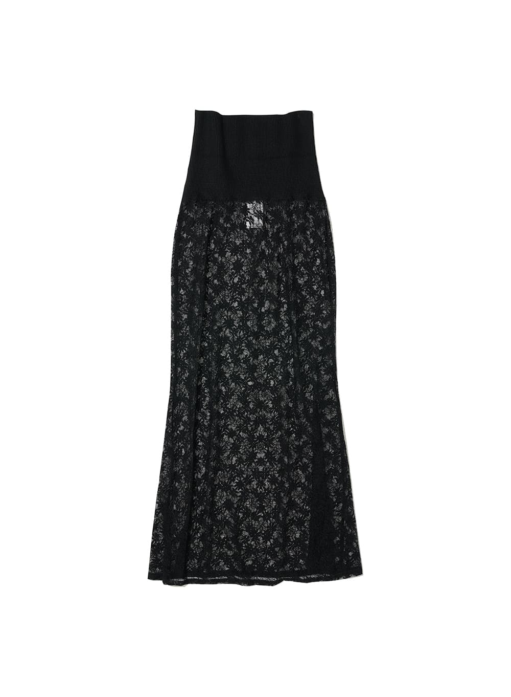 LACE FLARE MAXI SKIRT_BLACK