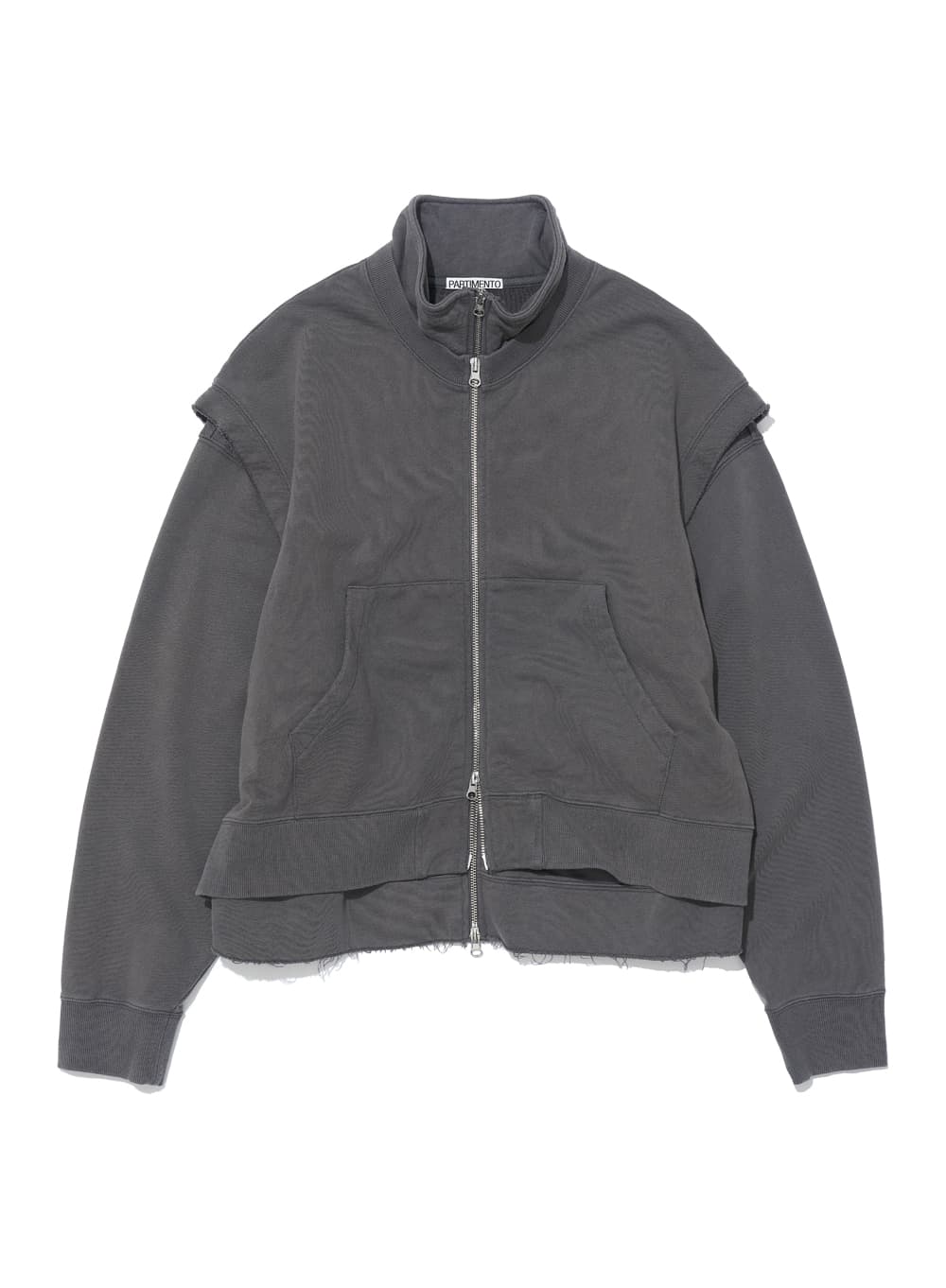 2 IN 1 CONVERTIBLE TERRY ZIP-UP_CHARCOAL