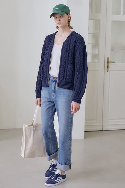 23SN cable zip-up cardigan [NA]