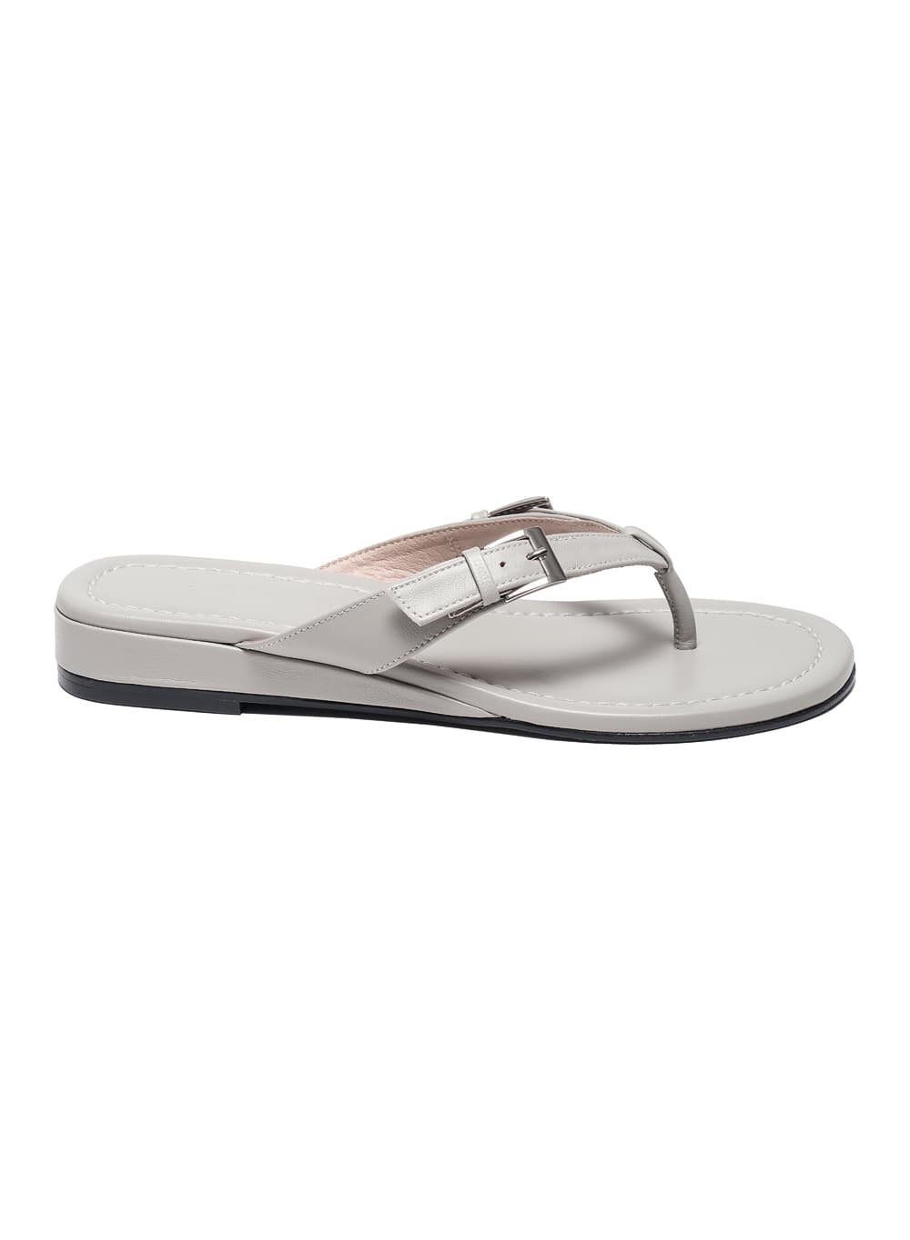 BUCKLE STRAP WEDGE FLIP-FLOPS_LIGHT GREY
