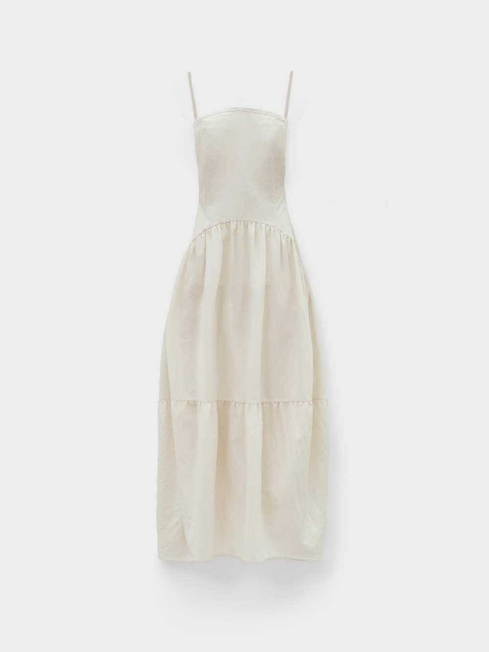 Back String Gather Dress_Ivory