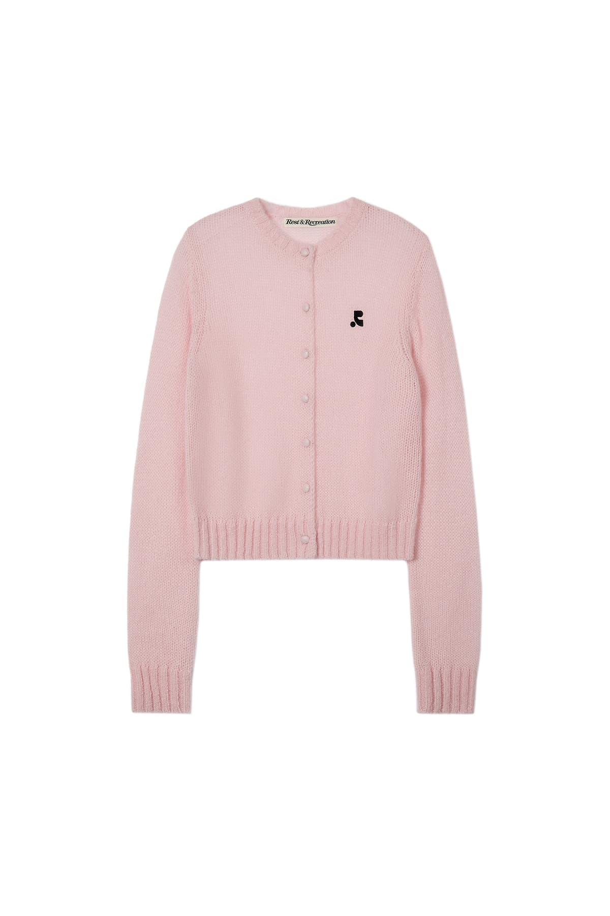 BUTTON HOLE KNIT CARDIGAN - PINK