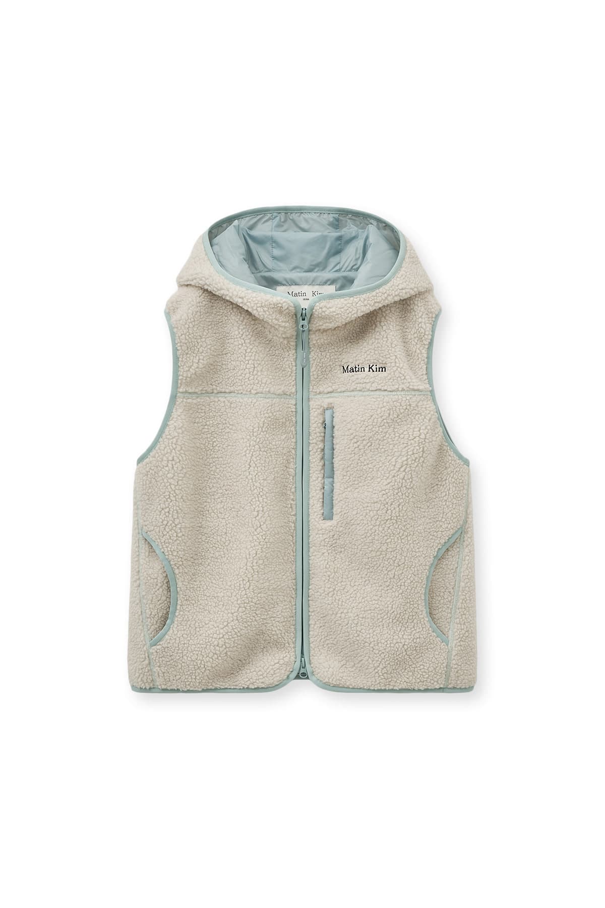 FLEECE HOODY VEST IN IVORY