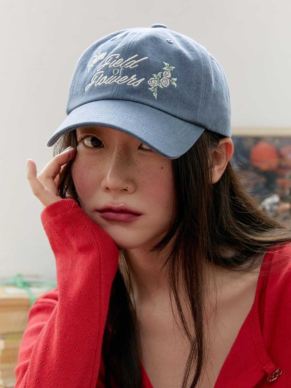 FLOWER WASHING BALL CAP (DARK BLUE)