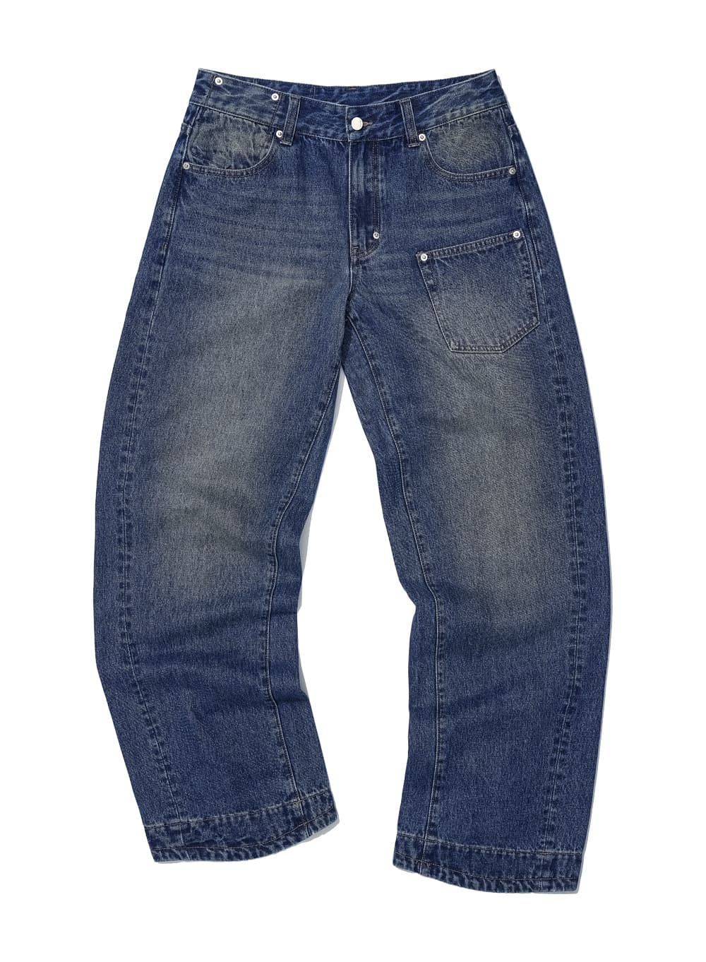 POCKET CINCH-BACK CURVED JEANS_DARK BLUE