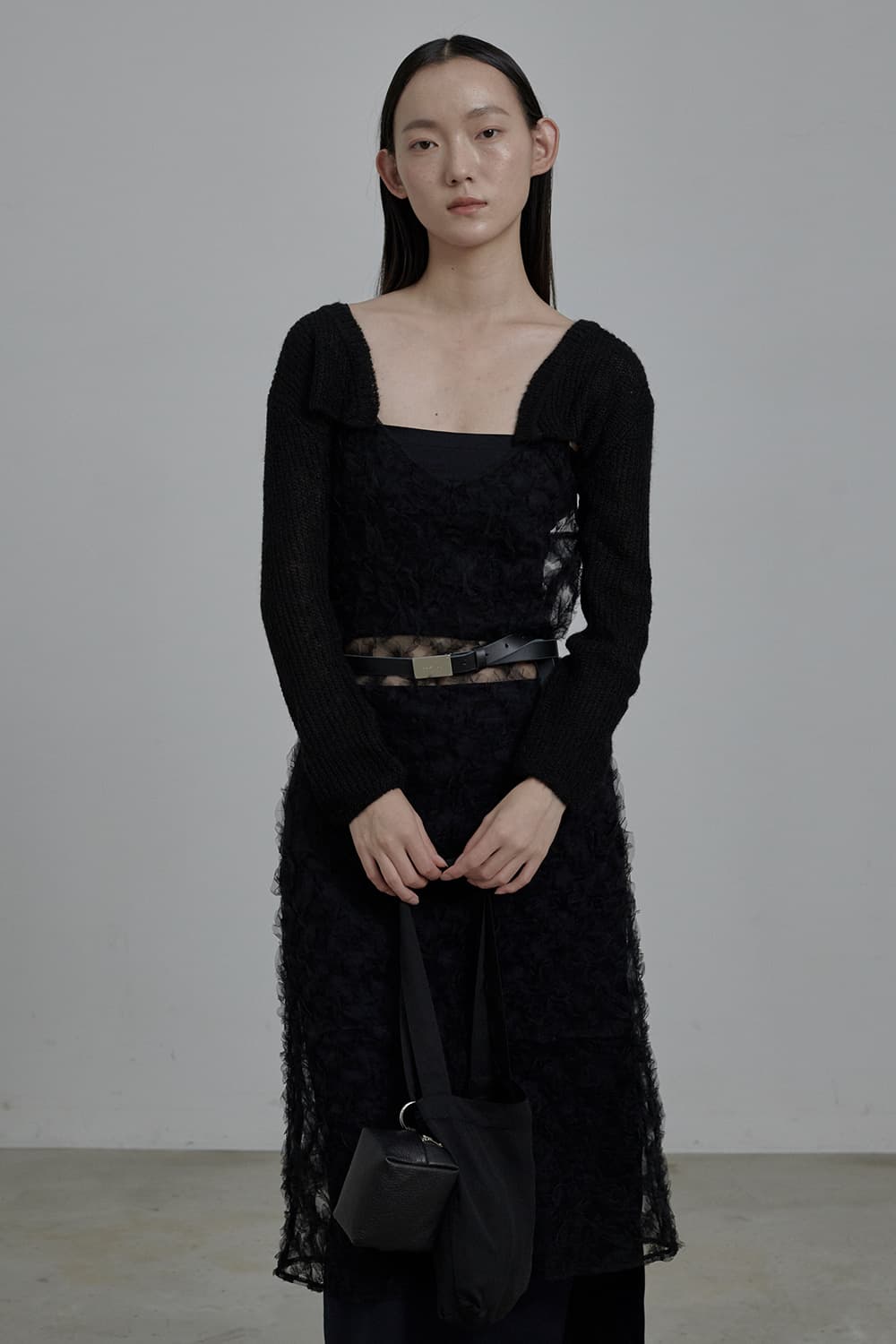 Lueur Knit Cropped Cardigan - Black