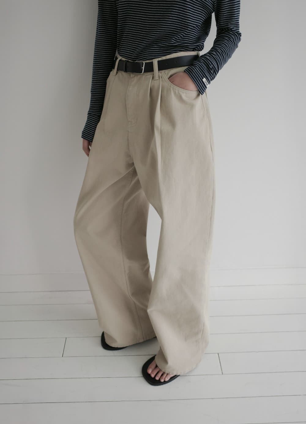 Overdyed Wide Denim - Pebble Beige