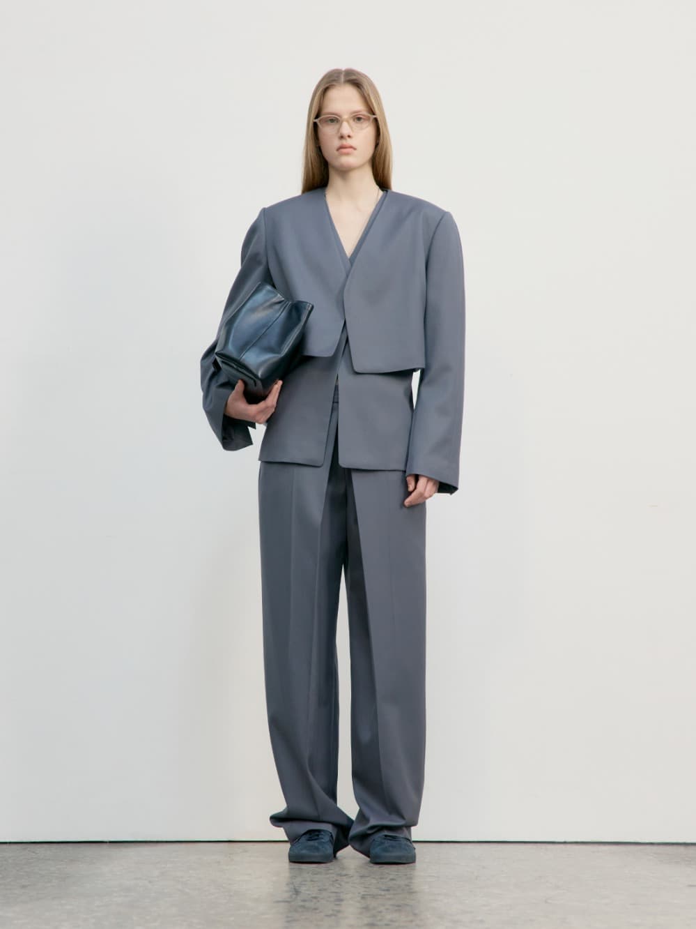 Collarless Short Jacket_Grey