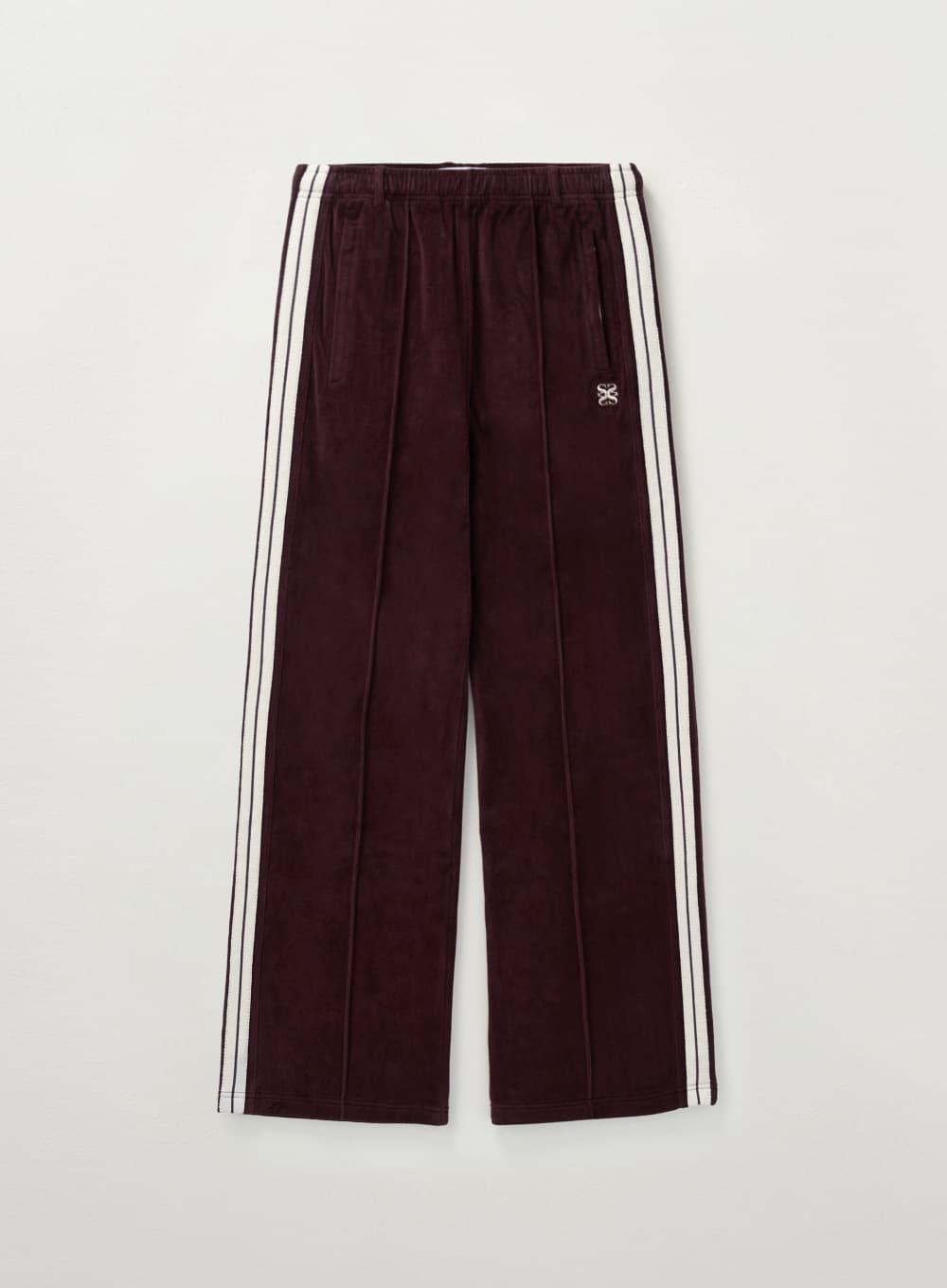 (W) Lawton Velour Track Pants - Burgundy