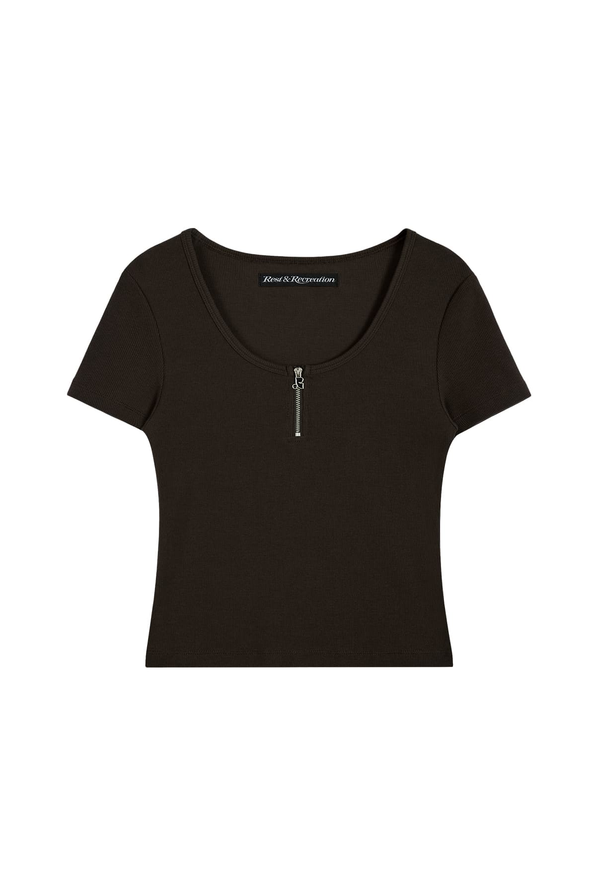 HALF ZIP-UP TOP - BROWN