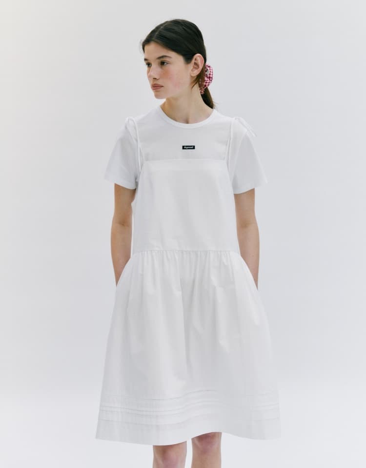 cotton layered one-piece - ivory