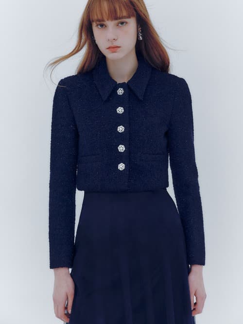Luminescent tweed crop jacket (2colors)